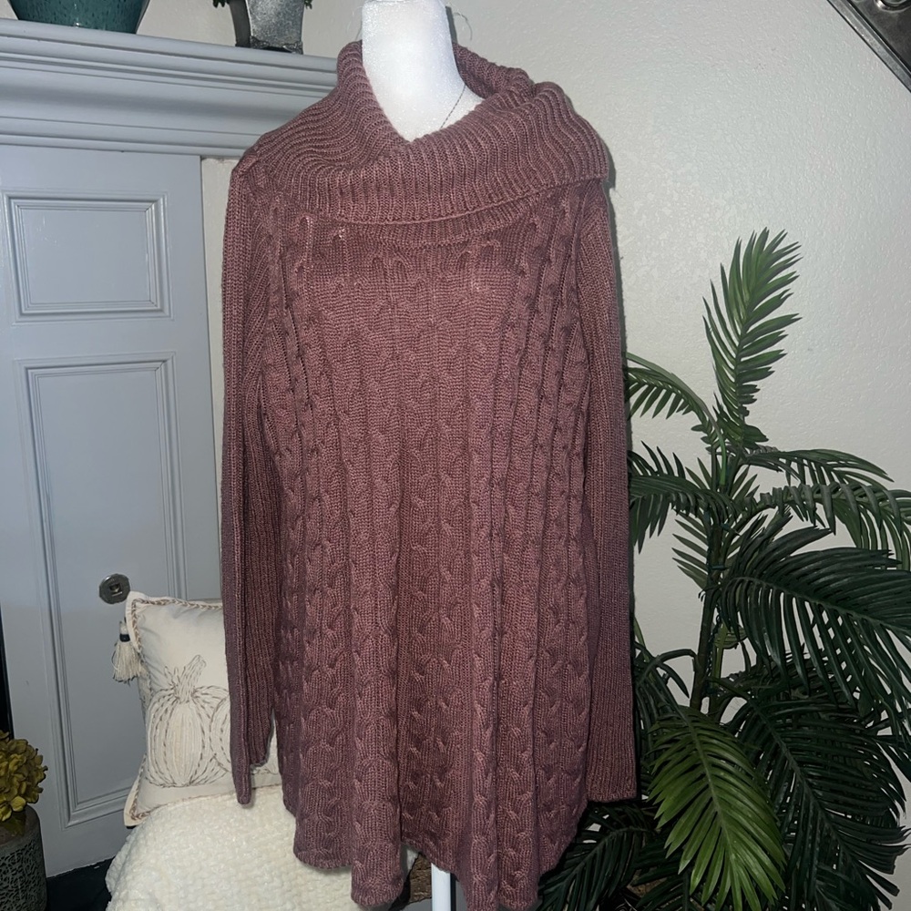 D&Co Women's Cable Knit Sweater - Mauve